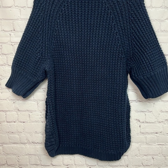 J.Crew Turtleneck Cotton Poncho in Navy - Picture 9 of 13